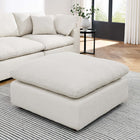 Modway - Commix Boucle rempli de duvet et trop rempli Tissu Ottoman - Ivoire-Siège en mousse de densité