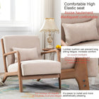 Ebello - Hertford Fauteuil d’appoint 26 po bois massif milieu de siècle avec coussin extra, beige-10