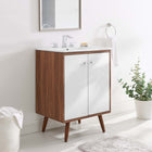 Modway - Transmit 24" Vanette de salle de bain - Blanc noyer-Bassin d’évier en céramique