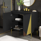 Modway - Alchemist 36" Vanette de salle de bain - Noir noir-Trous centraux de 8"