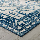Modway - Reflect Nyssa Géométrie Géométrique Aztèque du Sud-Ouest Tapis intérieur/extérieur de 8 pi l x 10 pi L - Ivoire et bleu-Sisal 100% polypropylène