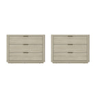 Manhattan Comfort - Ensemble de 2 tables de chevet modernes Evelyn 32" à 3 tiroirs - Naturel-Table de nuit moderne pour chambre et salon lot de 2