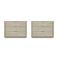 Manhattan Comfort - Ensemble de 2 tables de chevet modernes Evelyn 32" à 3 tiroirs - Naturel-Table de nuit moderne pour chambre et salon lot de 2