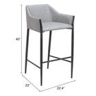 Zuo - Andover Tabouret de bar - Gris ardoise-6