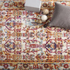 Modway - Entourage Jessa Treillis floraux vintage vieillis Tapis de 5 pi l x 8 pi L - Ivoire Bleu Orange Jaune Rouge-Protégez les planchers contre le passage des piétons / du mobilier