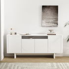 Manhattan Comfort - Buffet moderne Ella 180 cm - Blanc-Comprend 4 portes à fermeture douce avec 4 étagères réglables et 9 compartiments