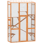 PawHut - Enclos extérieur pour chat avec 6 plateformes de saut - orange - 63,8 po L x 24,2 po l x 99,2 po H-Agrandit l’espace extérieur pour permettre aux chats d’explorer la nature en toute sécurité 