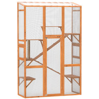 PawHut - Enclos extérieur pour chat avec 6 plateformes de saut - orange - 63,8 po L x 24,2 po l x 99,2 po H-Agrandit l’espace extérieur pour permettre aux chats d’explorer la nature en toute sécurité 