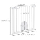 PawHut - Barrière pour animaux extra large 30"-32" L avec petite porte - 30" H - Blanc-Équipée d’une petite porte, pratique pour le passage des animaux de compagnie