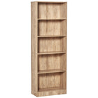 HOMCOM - Bibliothèque 5 niveaux avec étagères réglables pour salon, bureau à domicile - bois naturel-Étagère de rangement à 5 niveaux pouvant être utilisée comme bibliothèque ou armoire 