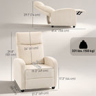 HOMCOM - Fauteuil inclinable push back avec siège rembourré pour home cinéma - beige-Le tissu en velours côtelé doux et agréable pour la peau assure une expérience confortable 