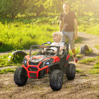 Qaba - Voiture électrique pour enfants à batterie 24V 7AH avec 2 places - rouge-2 sièges avec ceintures de sécurité assurent un amusement en toute sécurité pour les frères et sœurs 