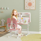 Qaba - Table et chaise d’étude pour enfants, ensemble bureau et chaise réglable pour enfants - rose-Patins antidérapants réglables pour maintenir l’équilibre sur les sols irréguliers  

