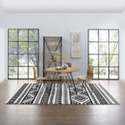 Modway - Haku Tribal marocain géométrique Tapis de comédie 8 pi l x 10 pi L - Noir et blanc-Tissage serré à poil bas