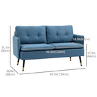 HOMCOM - Canapé 55 po loveseat avec dossier capitonné à boutons - bleu-Les coussins du dossier et de l’assise généreusement rembourrés offrent soutien et détente 