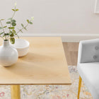 Modway - Verne 28 po Carré Table à manger, Or Naturel-Conception du grain de bois