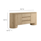Modway - Duval 71" arrondi Armoire de rangement de buffet - Givre de noyer hickory-Charnières à fermeture douce