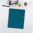 Cambridge - Agenda scolaire hebdomadaire/mensuel pour enseignants 2026-2027 - 11 po H x 9 po l - bleu marine à motif quadrillé - bilingue-12 pages mensuelles avec onglet