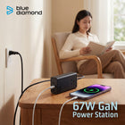 Bluediamond - Multiprise et chargeur compact de 67W avec 1 prise AC + 2 ports USB-C et 1 port USB-A - 1,5 m-Noir