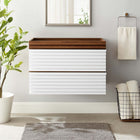 Modway - Render Fixation murale de 30" Armoire de toilette de salle de bain (lavabo non inclus) - Noyer blanc-Coiffeuse à grains de noyer