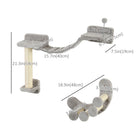 PawHut - Étagère murale pour chat avec poteau à griffer, balles de jeu, échelle à poteau courbé-S’harmonise bien avec la décoration existante et permet de gagner de la place 
