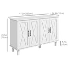 HOMCOM - Buffet 47,2 po L avec 4 portes de grange et 2 étagères ajustables - blanc-Offre des options de rangement flexibles avec des étagères intérieures réglables 