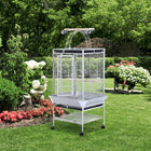 PawHut - Cage à oiseaux 64 po H, plateau amovible, dessus de jeu, étagère de rangement - argent-Étagère de rangement pour placer les accessoires pour animaux 