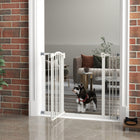 PawHut - Barrière pour Animaux 29"-39" avec Porte à Pression pour Chiens pour Escaliers - Blanc-La porte peut être réglée pour s’ouvrir dans les deux directions ou être verrouillée d’un côté