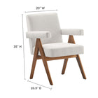 Modway - Lyra Tissu Chaise de salle à manger Ensemble de 2 - Tissu ivoire-Cadre en contreplaqué, pieds en caoutchouc