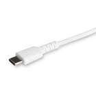 StarTech - câble USB-C blanc durable de 6 pieds (2 m) vers Lightning -CÂBLE FLEXIBLE : La gaine TPE absorbe les contraintes des courbes fréquentes sans endommager le noyau du câble. Un fil et un connecteur durables protègent ce câble de charge et de synchronisation contre l’usure causée par une utilisation fréquente en voiture