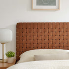 Modway - Sparta Tissage Cuir végane Tête de lit Queen, Brun noyer-Tressage de panier en cuir végane