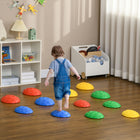 Outsunny - Pierres de marche avec tapis antidérapant - multicolore - ensemble de 12-Vise à améliorer la coordination sensorielle et le courage des enfants 