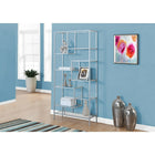 Monarch Specialties - 7158 72 po H Etagere - Metal Argent Et Verre Trempe-Cadre en métal épais moderne avec tablettes en verre trempé incolore