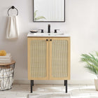Modway - Chaucer 24" Vanette de salle de bain - Oak White-Boutons d’armoire en métal