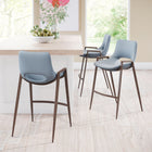 Zuo - Desi Tabouret de comptoir - Azure Gris/Noyer - Ensemble de 2-Dimensions: 20,7 po L x 20,3 po L x 35,6 po H