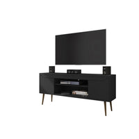 Manhattan Comfort - Meuble TV Bradley 62,99 po style Mid-Century Modern - Noir-Meuble TV autoportant de style milieu du siècle moderne pour salon et chambre
