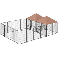 PawHut - Chenil pour chien d’extérieur robuste avec 2 pièces - 13,5 pi x 9,5 pi x 5 pi-2 pièces privées et un espace d'activité offrent liberté et intimité 