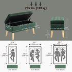 HOMCOM - Banc ottoman de rangement rembourré - vert foncé-Pieds solides en bois de caoutchouc supportant jusqu'à 265 lb   