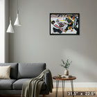 Connor Bedard 20x29 Blackhawks vs Crosby - Toile encadree - 31" x 22"-Prêt à accrocher - livré entièrement assemblé