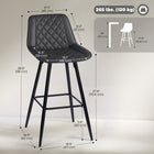 HOMCOM - Tabourets de bar de cuisine hauteur comptoir 27,25 po - noir - paquet de 2-L’assise rembourrée en cuir PU peut résister à des années d’utilisation 
