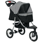 PawHut - Poussette pour animaux avec 3 roues pour petits et moyens chiens, gris-Cette poussette est conçue avec un cadre en acier et un tissu Oxford pour une utilisation durable. 