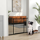 PawHut - Barrière de Sécurité pour Chien Pression Métal Clôture 29,9'' H - Noir-Fabriqué en acier avec revêtement en poudre pour la solidité et la durabilité de cette barrière d'escalier pour chiot