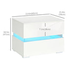 HOMCOM - Table de nuit LED avec 2 tiroirs - blanc-Fonctionne parfaitement comme table de chevet, table d’appoint pour canapé ou petit organiseur pour les petites pièces