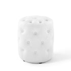 Modway - Amour Ronde à boutons touffés Imitation cuir Ottoman - Blanc-Ottoman à accents à boutons touffés