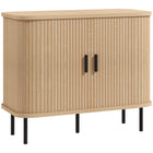 HOMCOM - Buffet nordique 35,4 po L avec rangement - chêne-Le style nordique avec des portes tambour à lattes ajoute une touche décorative unique 