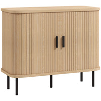 HOMCOM - Buffet nordique 35,4 po L avec rangement - chêne-Le style nordique avec des portes tambour à lattes ajoute une touche décorative unique 