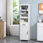 Kleankin - Armoire de salle de bain autoportante avec étagère à 3 niveaux, placard et tiroir - blanc-Comprend 3 étagères ouvertes, une armoire fermée et un tiroir pour un grand espace de rangement et d'organisation   