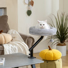 PawHut - Lit de bureau pour chat, rotation à 360°, hauteur réglable pour le travail à domicile ou au bureau-Cadre en métal robuste supportant jusqu'à 12 lb (6 kg), installation facile sans perçage 