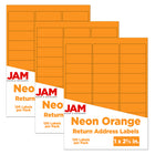 JAM Paper Étiquettes postales de couleur néon fluorescent, 1 x 2 5/8 po, orange néon, 360/paquet-Taille : 2 x 4 po