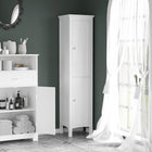 Kleankin - Armoire de salle de bain haute avec étagères réglables - blanc-Trois étagères dans les deux armoires sont réglables, offrant plus de flexibilité de rangement 